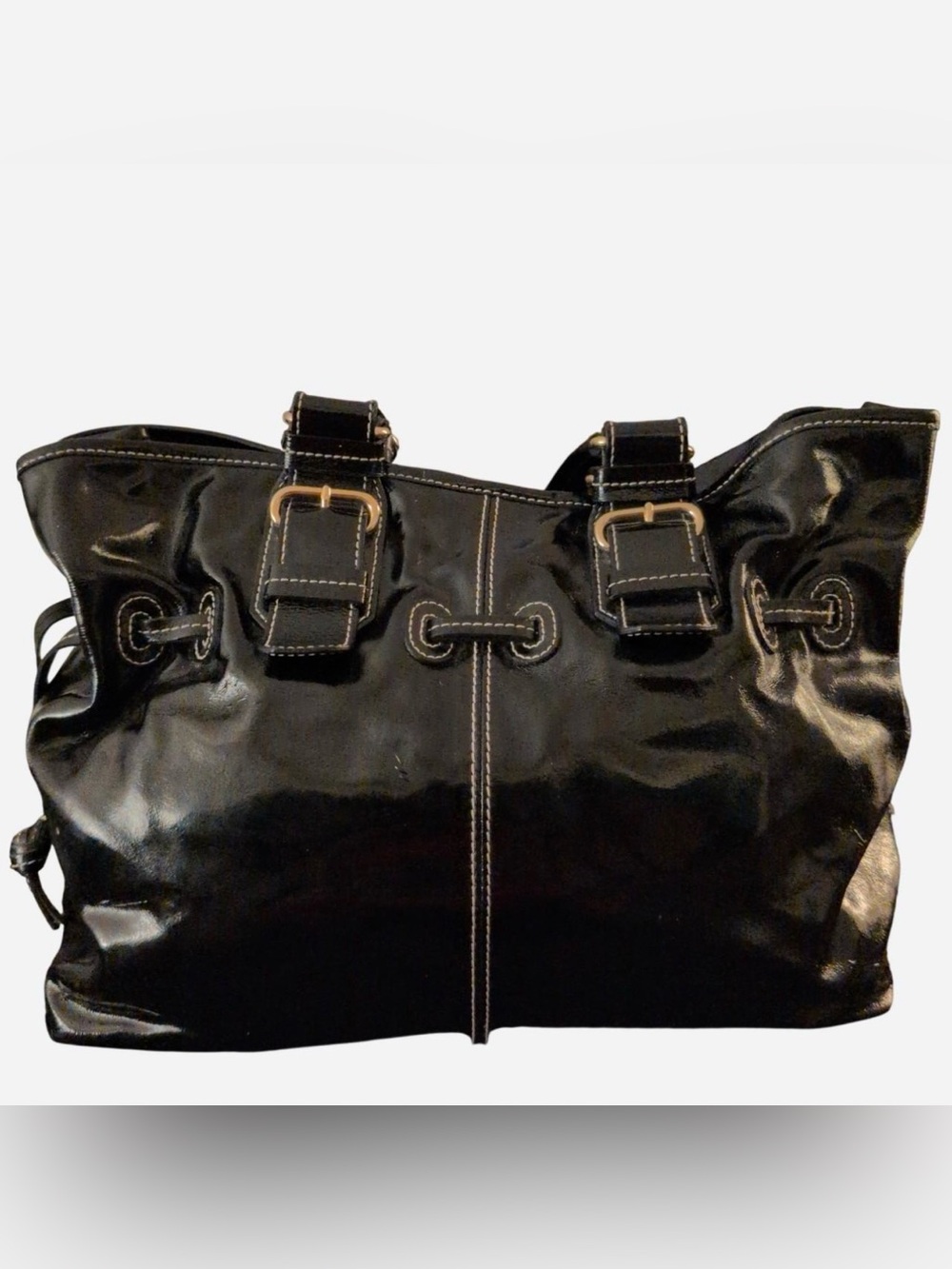 Dooney & Bourke Black Patent Shoulder Bag - Picture 3 of 8
